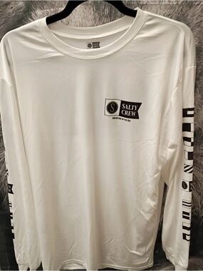 Salty Crew Men's Long Sleeve Shirt - White with Black Logos